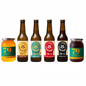 Pack degustación hidromiel beekinga 4 botellines y dos tarros de miel 79